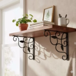 Leaf Ornate Floating Shelf Brackets, Designer L Angle Corner Supports, vintage shelf brackets, elegant home decor