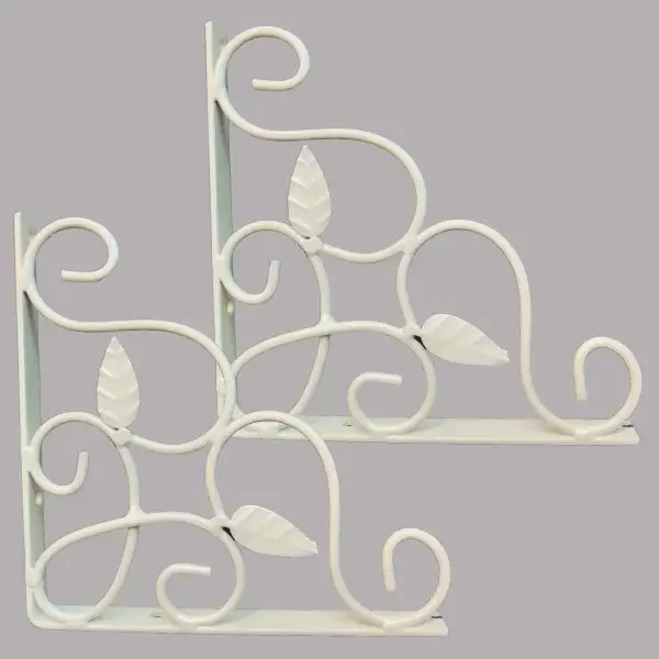 Leaf Ornate Floating Shelf Brackets, Designer L Angle Corner Supports, vintage shelf brackets, elegant home decor