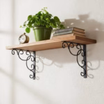 Floral Ornate Floating Shelf Brackets, Designer L Angle Corner Supports, vintage shelf brackets, elegant home decor