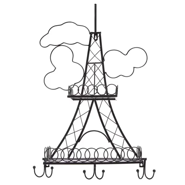 Eiffel Tower Wall Shelf, Paris Wall Shelf, Decorative metal rack, Wall mounted storage, Black finish shelf