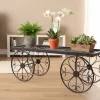 Vintage Cart Style Plant Stand, metal plant stand, flower pot display stand, iron stand for plants, garden decoration
