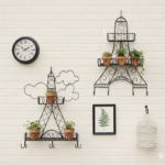Eiffel Tower Wall Shelf, Paris Wall Shelf, Decorative metal rack, Wall mounted storage, Black finish shelf