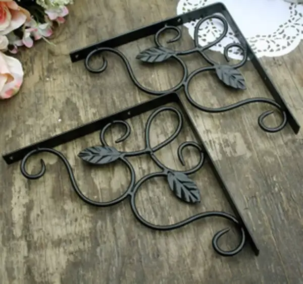 Leaf Ornate Floating Shelf Brackets, Designer L Angle Corner Supports, vintage shelf brackets, elegant home decor