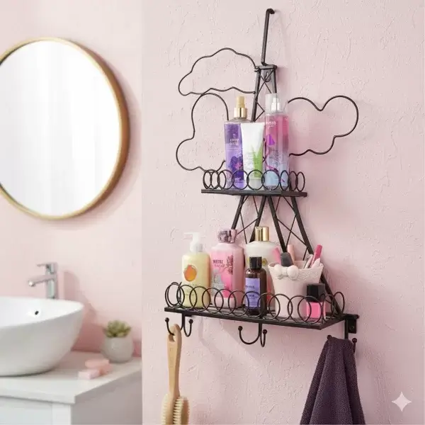 Eiffel Tower Wall Shelf, Paris Wall Shelf, Decorative metal rack, Wall mounted storage, Black finish shelf
