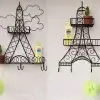 Eiffel Tower Wall Shelf, Paris Wall Shelf, Decorative metal rack, Wall mounted storage, Black finish shelf