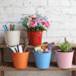metal buckets, colorful tin buckets, wedding favor buckets, party decoration buckets, small flower pots