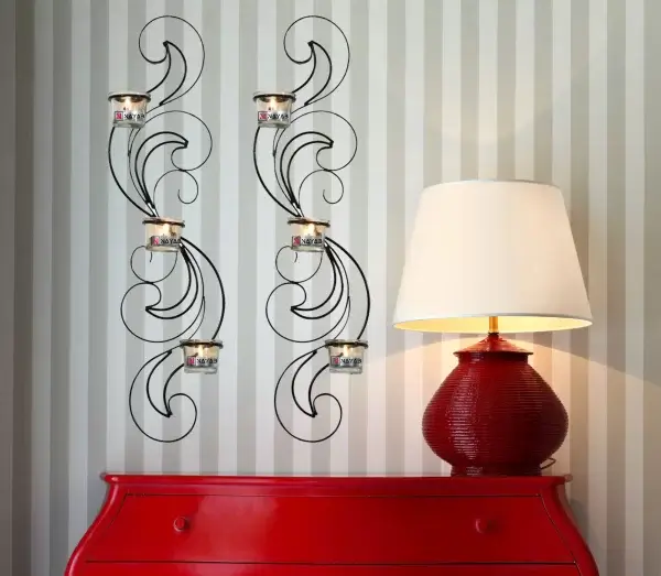 Long Wisp Candle Holder, Decorative Candle Holder, Metal Wall Decor, Tealight Holder for Home