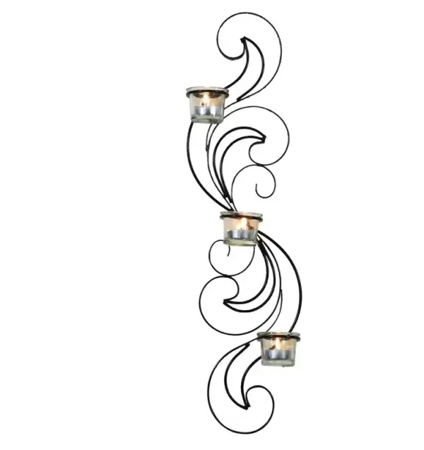Long Wisp Candle Holder, Decorative Candle Holder, Metal Wall Decor, Tealight Holder for Home