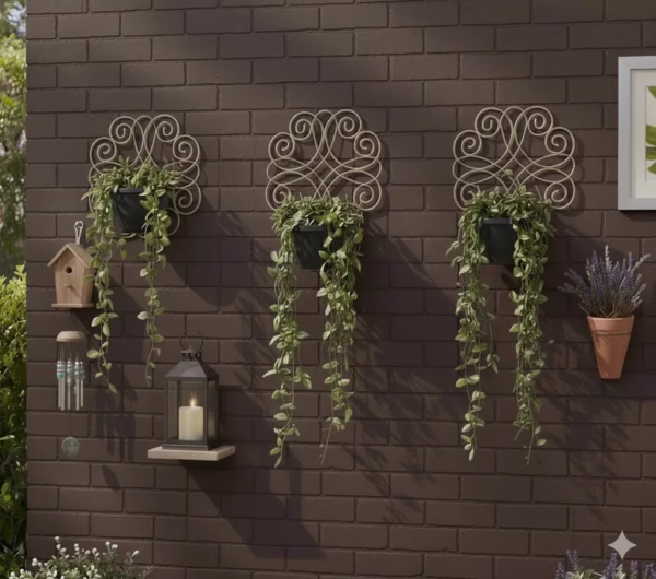 Wall-Mounted Metal Plant Holder, Elegant Scroll Plant Hanger, Outdoor Plant Pot Hook, Durable Metal Pot Holder