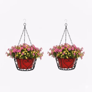 Hanging basket planter, Chain hanging basket, Hanging flower pot, Metal hanging planter, Decorative hanging basket, Wrought iron hanging planter, Outdoor hanging planter