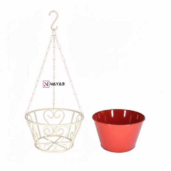 Hanging basket planter, Chain hanging basket, Hanging flower pot, Metal hanging planter, Decorative hanging basket, Wrought iron hanging planter, Outdoor hanging planter