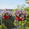 Vintage Hanging Basket, Balcony Railing Planter, Iron Metal Plant Stand, Outdoor Garden Decor