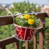 Vintage Hanging Basket, Balcony Railing Planter, Iron Metal Plant Stand, Outdoor Garden Decor