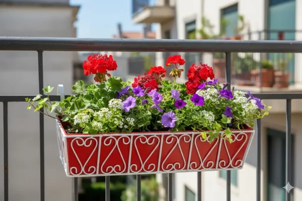 Vintage Heart Hanging Basket, Balcony Railing Planter, Iron Metal Plant Stand, Outdoor Garden Decor