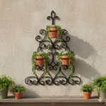 Wall-Mounted Metal Plant Holder, Elegant Scroll Plant Hanger, Outdoor Plant Pot Hook, Durable Metal Pot Holder. wall hanging plant hanger