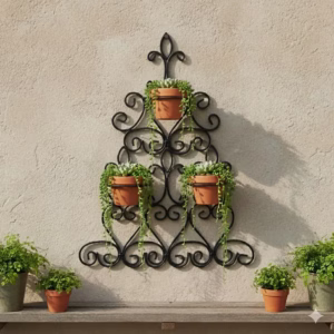 Wall-Mounted Metal Plant Holder, Elegant Scroll Plant Hanger, Outdoor Plant Pot Hook, Durable Metal Pot Holder. wall hanging plant hanger