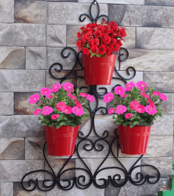 Wall-Mounted Metal Plant Holder, Elegant Scroll Plant Hanger, Outdoor Plant Pot Hook, Durable Metal Pot Holder. wall hanging plant hanger