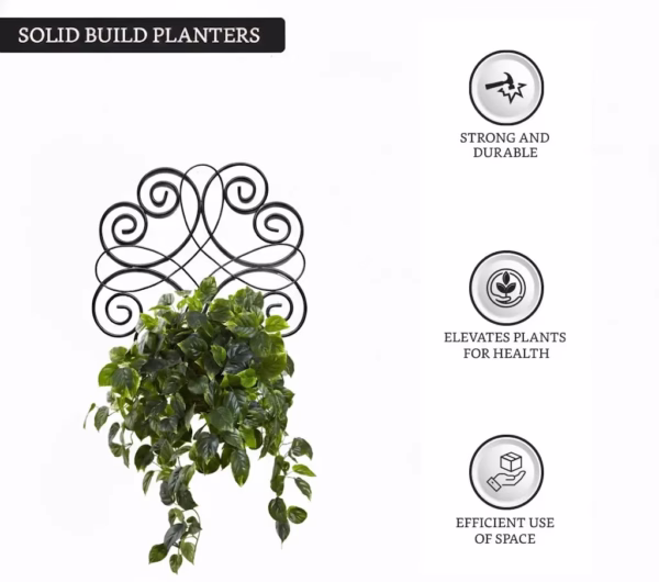 Wall-Mounted Metal Plant Holder, Elegant Scroll Plant Hanger, Outdoor Plant Pot Hook, Durable Metal Pot Holder