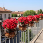 Vintage Hanging Basket, Balcony Railing Planter, Iron Metal Plant Stand, Outdoor Garden Decor