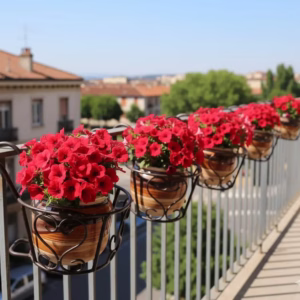 Vintage Hanging Basket, Balcony Railing Planter, Iron Metal Plant Stand, Outdoor Garden Decor