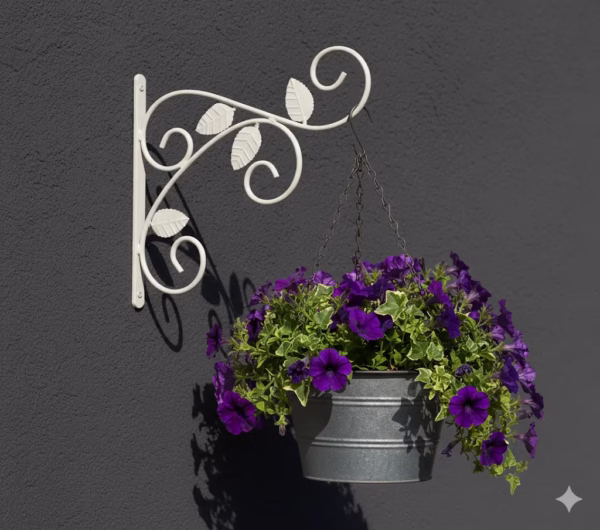 Wrought Iron Hanging Bracket, Garden Wall Hook, Plant Hanger, Outdoor Decor, Bird Feeder Bracket