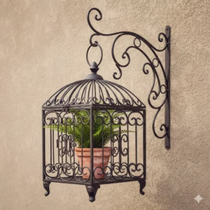 Wrought Iron Hanging Bracket, Garden Wall Hook, Plant Hanger, Outdoor Decor, Bird Feeder Bracket