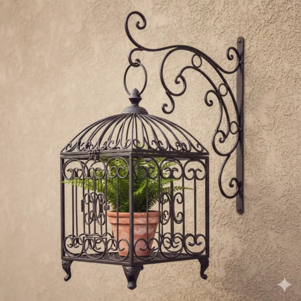 Wrought Iron Hanging Bracket, Garden Wall Hook, Plant Hanger, Outdoor Decor, Bird Feeder Bracket